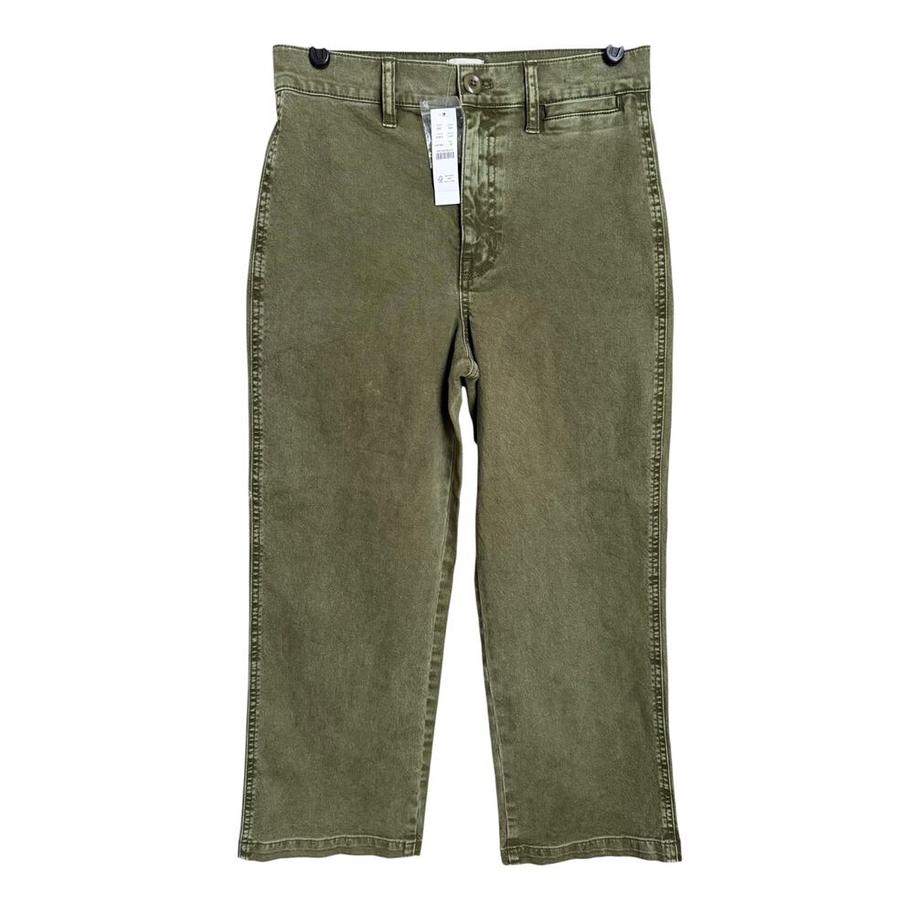 J.Crew Slim Wide-Leg Crop Pants in Olive Green | Size 28 | NWT